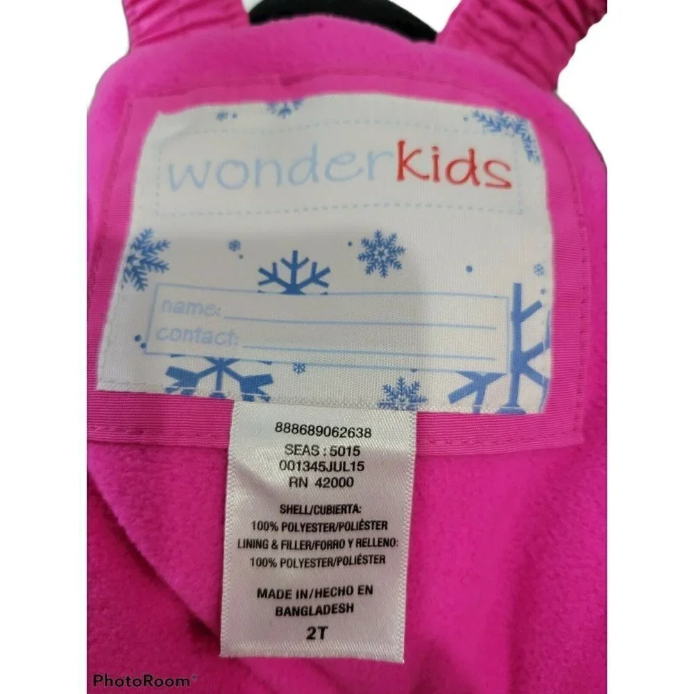 Wonder Kids Toddler Girls Pink Snowbib Size 2T